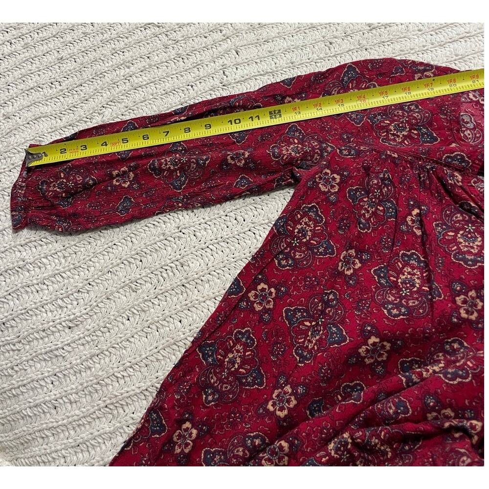 American Eagle Tunic Long Sleeve Boho Mini Dress or Blouse Top Womens Small Red - Picture 6 of 11